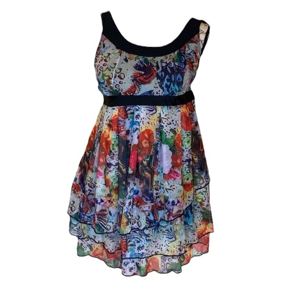 Swimsuit one piece tiered Scoop Neck Swimdress colorful print Size XXL - Picture 1 of 16